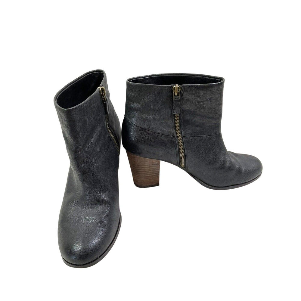 Cole Haan NikeAir Booties Women's Sz 8 1/2B Black Leather Boots Zip Up D38424